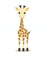 cute giraffe standing on white background vector illustration. Generative AI photo