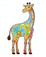 colorful giraffe with abstract pattern on white background. Generative AI photo