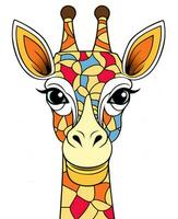 a giraffe with colorful spots on its face. Generative AI photo