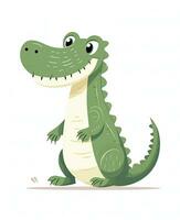 Alligator. Illustration of Cute Crocodile Character Cartoon Vector. Education card for kids learning animals. Generative AI photo