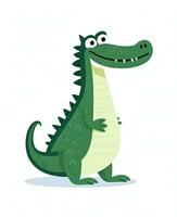 Alligator. Illustration of Cute Crocodile Character Cartoon Vector. Education card for kids learning animals. Generative AI photo