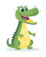 Alligator. Illustration of Cute Crocodile Character Cartoon Vector. Education card for kids learning animals. Generative AI photo