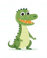 Alligator. Illustration of Cute Crocodile Character Cartoon Vector. Education card for kids learning animals. Generative AI photo