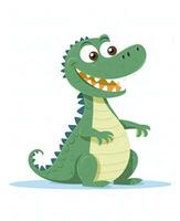 Alligator. Illustration of Cute Crocodile Character Cartoon Vector. Education card for kids learning animals. Generative AI photo