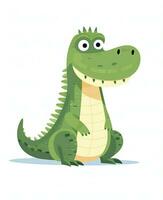 Alligator. Illustration of Cute Crocodile Character Cartoon Vector. Education card for kids learning animals. Generative AI photo