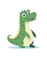 cute cartoon crocodile standing on one leg, vector illustration. Generative AI photo