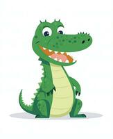 Alligator. Illustration of Cute Crocodile Character Cartoon Vector. Education card for kids learning animals. Generative AI photo