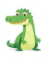 Alligator. Illustration of Cute Crocodile Character Cartoon Vector. Education card for kids learning animals. Generative AI photo