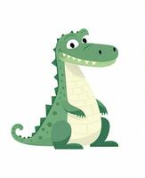 Alligator. Illustration of Cute Crocodile Character Cartoon Vector. Education card for kids learning animals. Generative AI photo