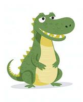 Alligator. Illustration of Cute Crocodile Character Cartoon Vector. Education card for kids learning animals. Generative AI photo