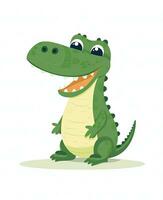 cute cartoon crocodile with big teeth and open mouth. Generative AI photo