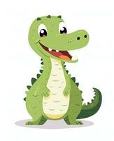 cute crocodile cartoon vector illustration. Generative AI photo