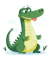 cute cartoon crocodile with open mouth and tongue. Generative AI photo