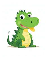 cute cartoon alligator sitting on the ground. Generative AI photo