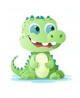 cute crocodile cartoon vector illustration. Generative AI photo