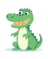 cute cartoon crocodile with open mouth and teeth. Generative AI photo