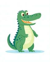 cute crocodile cartoon character vector illustration on white background. Generative AI photo