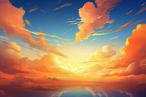 beautiful clouds in the sky at sunset. Generative AI photo