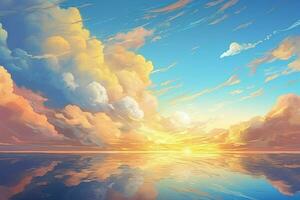 beautiful clouds in the sky at sunset. Generative AI photo
