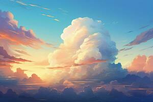beautiful clouds in the sky at sunset. Generative AI photo
