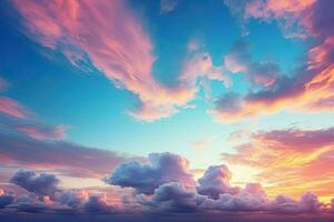 a beautiful sunset with clouds in the sky. Generative AI photo