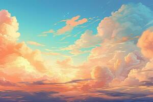 clouds, sky, sunset wallpaper. Generative AI photo