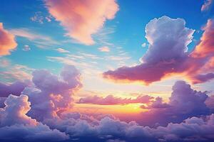 colorful beautiful clouds in the sky at sunset. Generative AI photo