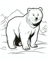 vector dibujos animados encantador osito de peluche oso. animal colorante página. monocromo negro animal ilustración. generativo ai foto