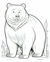 un oso colorante página con un grande cabeza. generativo ai foto