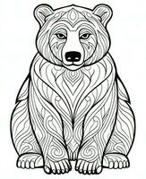 a bear coloring page with a patterned design. Generative AI photo