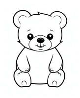 a teddy bear coloring page. Generative AI photo