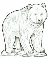 a bear coloring page with a white background. Generative AI photo