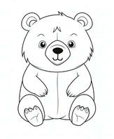 a coloring page with a bear sitting down. Generative AI photo