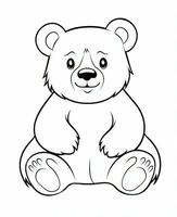 a teddy bear coloring page. Generative AI photo