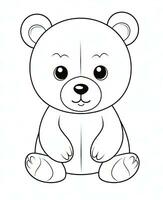 a teddy bear coloring page for kids. Generative AI photo