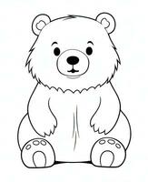 a bear coloring page with a black and white background. Generative AI photo