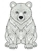 a coloring page with a bear sitting. Generative AI photo