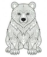 a coloring page with a bear sitting. Generative AI photo