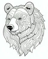 a bear head coloring page. Generative AI photo