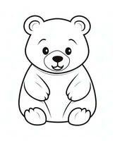 a bear is sitting on its side coloring page. Generative AI photo