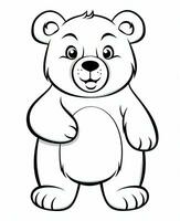 vector of bear in black and white coloring. Animal coloring page. Generative AI photo