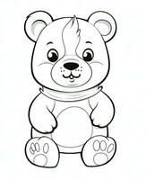 a teddy bear coloring page for kids. Generative AI photo