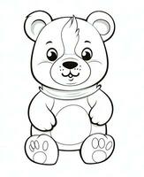 a teddy bear coloring page for kids. Generative AI photo