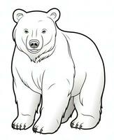 vector of bear in black and white coloring. Animal coloring page. Generative AI photo