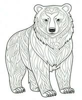 vector of bear in black and white coloring. Animal coloring page. Generative AI photo