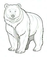 vector of bear in black and white coloring. Animal coloring page. Generative AI photo