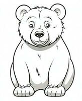 vector of bear in black and white coloring. Animal coloring page. Generative AI photo