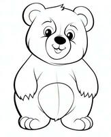 vector of bear in black and white coloring. Animal coloring page. Generative AI photo