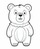 vector of bear in black and white coloring. Animal coloring page. Generative AI photo