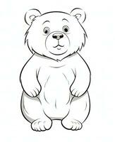 a bear is sitting on its hind legs in a coloring page. Generative AI photo